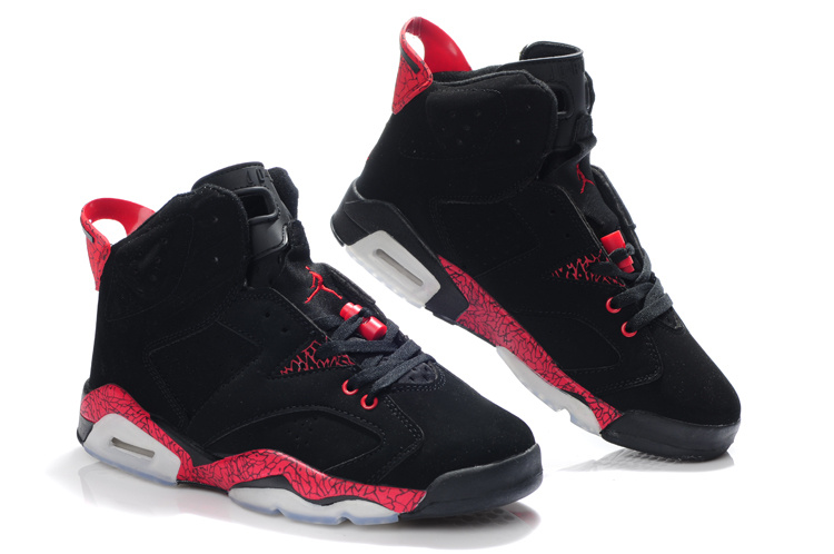 Latest Air Jordan Retro 6 Black Grey Red Shoes - Click Image to Close