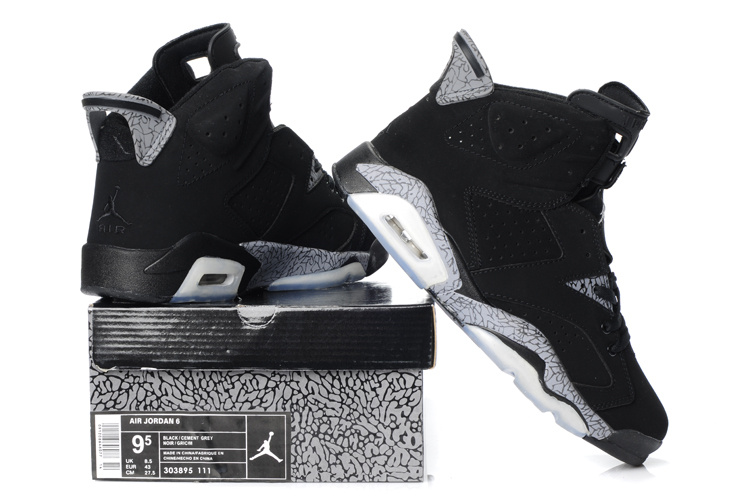 Latest Air Jordan Retro 6 Black Grey Shoes - Click Image to Close