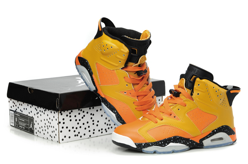 Latest Air Jordan Retro 6 Orange Black Grey Shoes