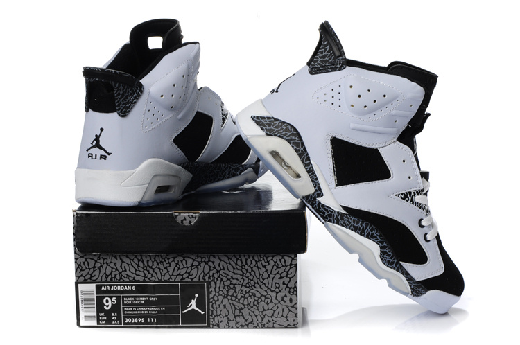 Latest Air Jordan Retro 6 White Black Cement Shoes