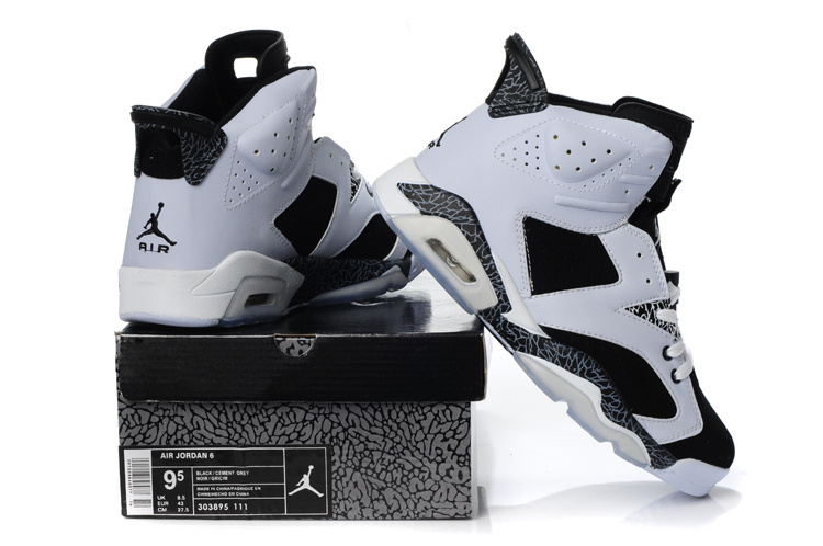 Latest Air Jordan Retro 6 White Black Cement Shoes - Click Image to Close