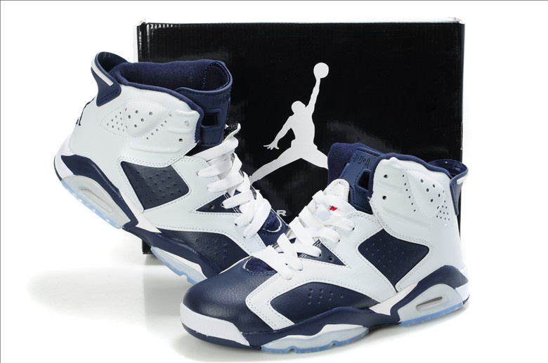 Latest Air Jordan Retro 6 White Blue Shoes - Click Image to Close