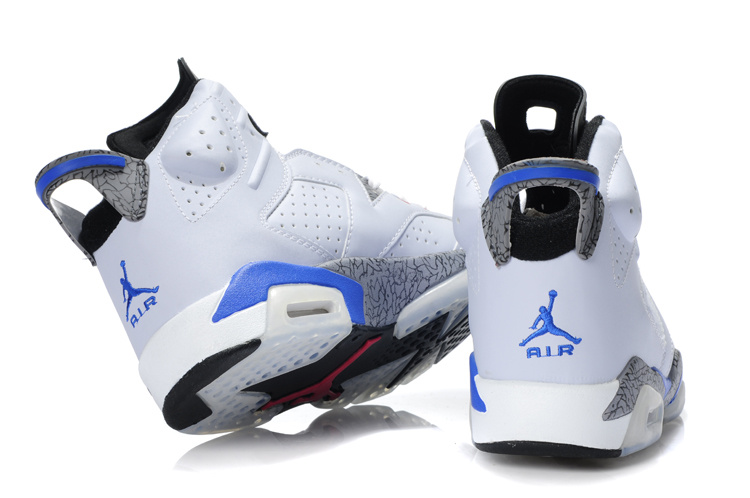 Latest Air Jordan Retro 6 White Cement Blue Red Shoes - Click Image to Close