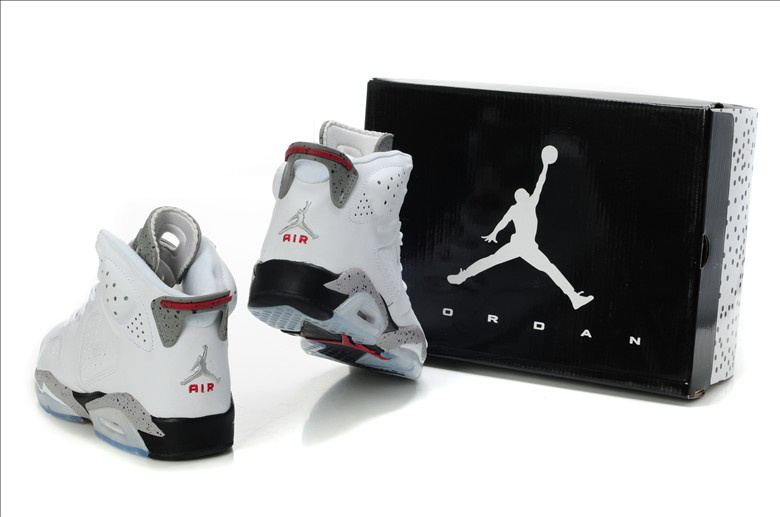 Latest Air Jordan Retro 6 White Grey Red Shoes - Click Image to Close