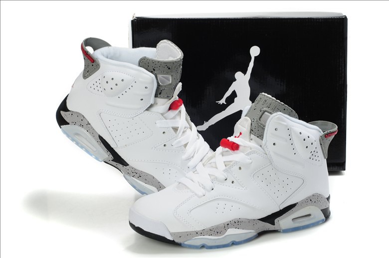 Latest Air Jordan Retro 6 White Grey Red Shoes