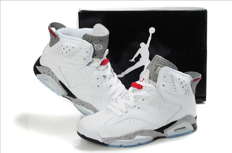 Latest Air Jordan Retro 6 White Grey Red Shoes - Click Image to Close