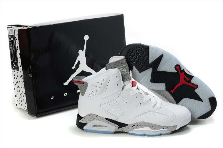 Latest Air Jordan Retro 6 White Grey Red Shoes