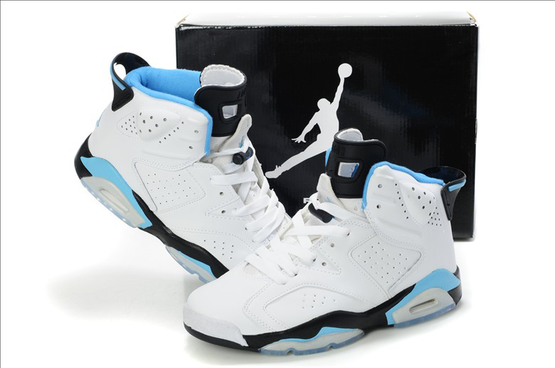 Latest Air Jordan Retro 6 White Light Blue Shoes - Click Image to Close