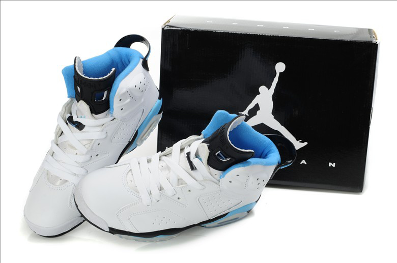 Latest Air Jordan Retro 6 White Light Blue Shoes - Click Image to Close