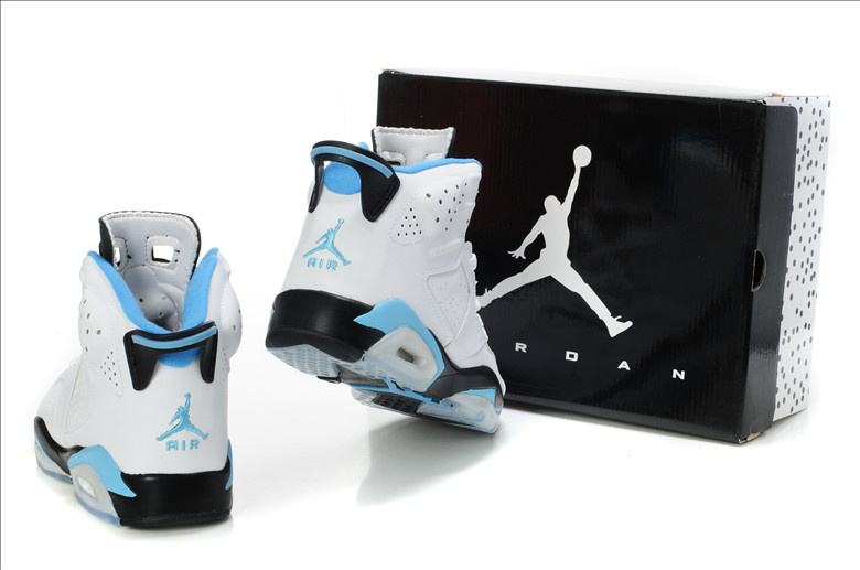 Latest Air Jordan Retro 6 White Light Blue Shoes