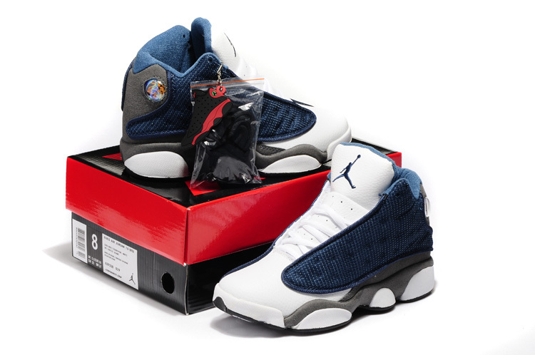 2015 New Jordan 13 White Blue Grey For Women