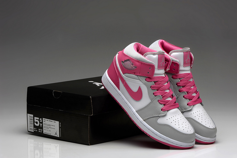 2015 Air Jordan 1 Retro White Grey Pink Shoes For Women