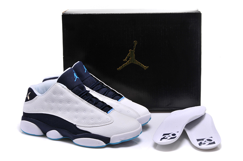2015 Air Jordan 13 GS White Blue Shoes For Women