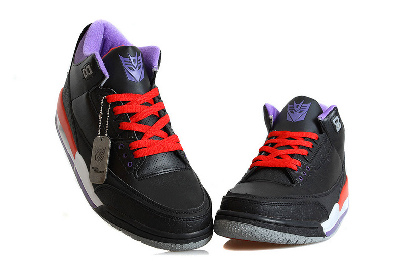 New Jordan 3 Retro Transformer Black Red Blue Shoes