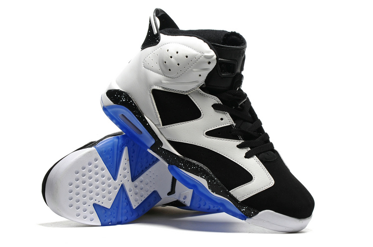 2016 Jordan 6 Retro Black White Blue Sole - Click Image to Close