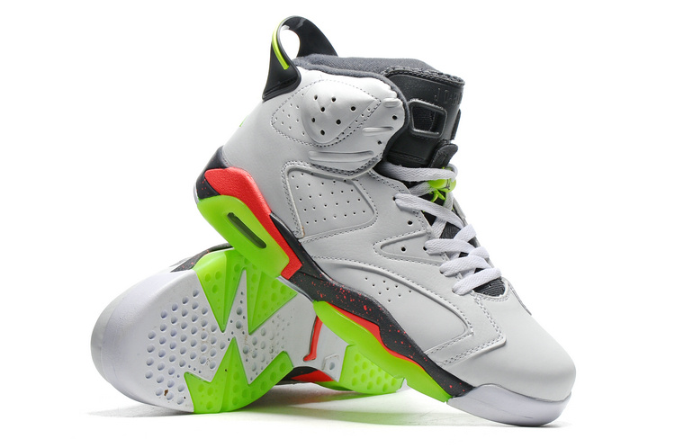 2016 Jordan 6 Retro White Grey Green Sole - Click Image to Close