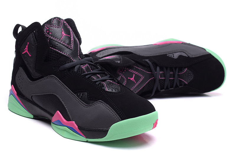 2015 Air Jordan 7 Shoes Black Pink Green For Women - Click Image to Close