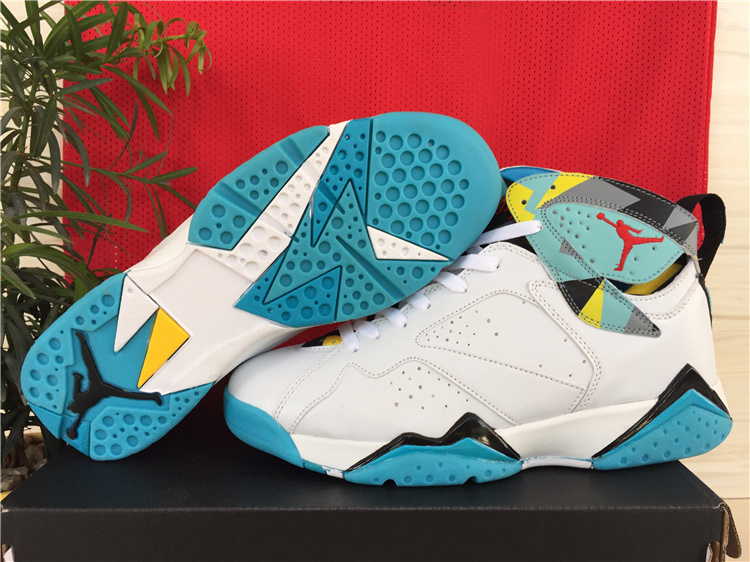 2015 Air Jordan 7 Shoes White Green Yellow