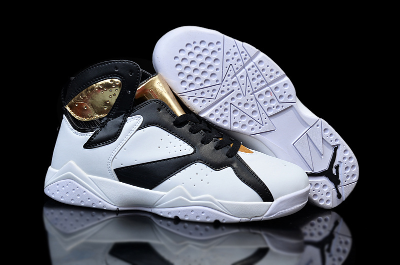 2015 Air Jordan 7 White Black Gold Shoes For Women