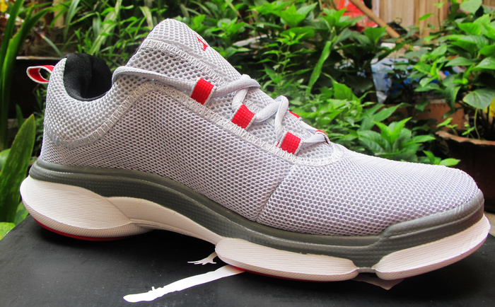 New Air Jordan Running Shoes Grey Red White - Click Image to Close