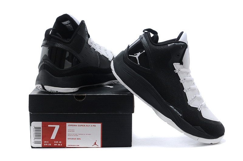 Nike Jordan Super Fly 2 Po X Black White Basketball Shoes - Click Image to Close