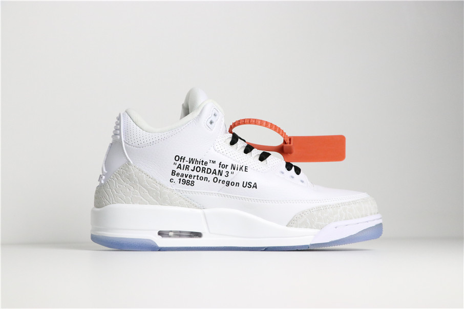 Off White x Air Jordan 3 Pure White Black Mens Shoes - Click Image to Close