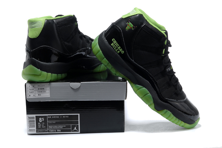 Original Air Jordan 11 Black Green Shoes