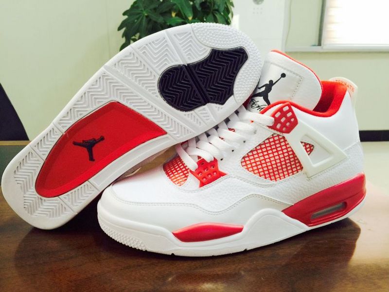 New Air Jordan 4 Alternate 89 Melo Shoes White Red - Click Image to Close