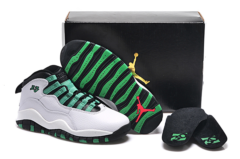 2015 White Green Black Air Jordan 10 Retro Bulls Over Broadway Shoes