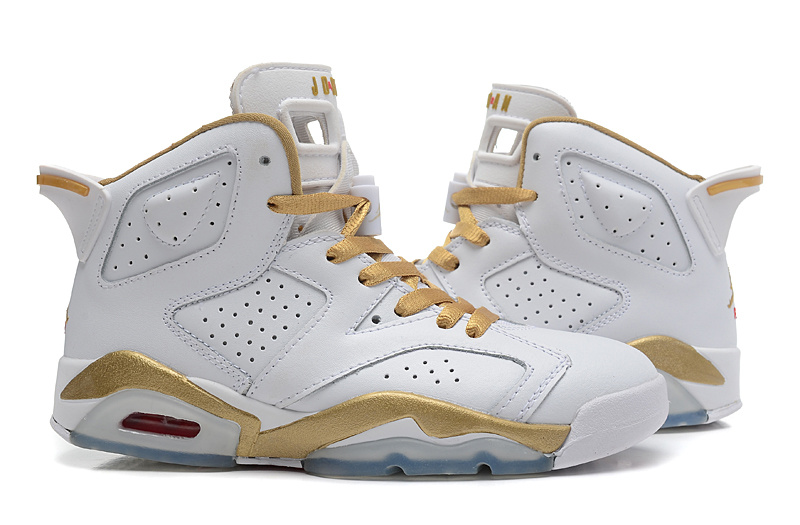 2015 Air Jordan 6 GS White Gold Shoes - Click Image to Close