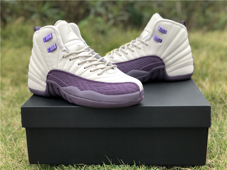 New Air jordan 12 gs desert sand purple white girls shoes