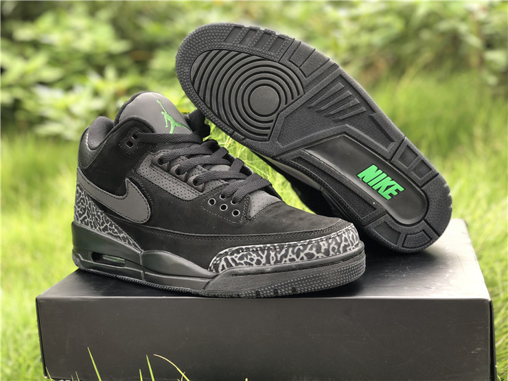 New Air jordan 3 retro black dark grey green shoes - Click Image to Close