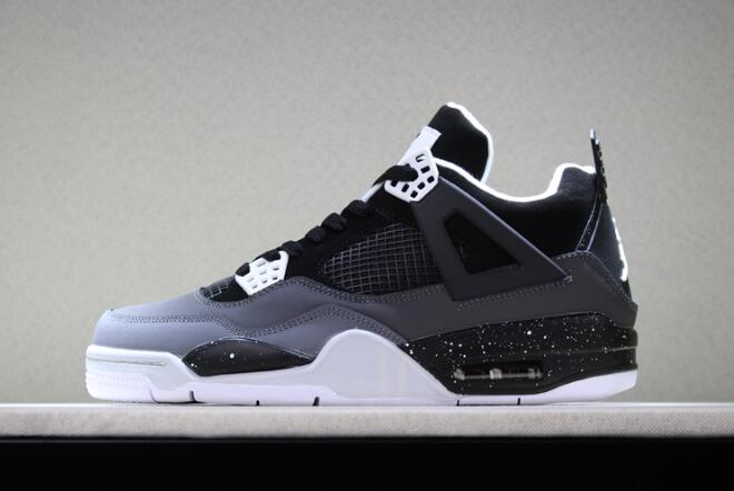 air jordan 4 retro fear stealth black white shoes