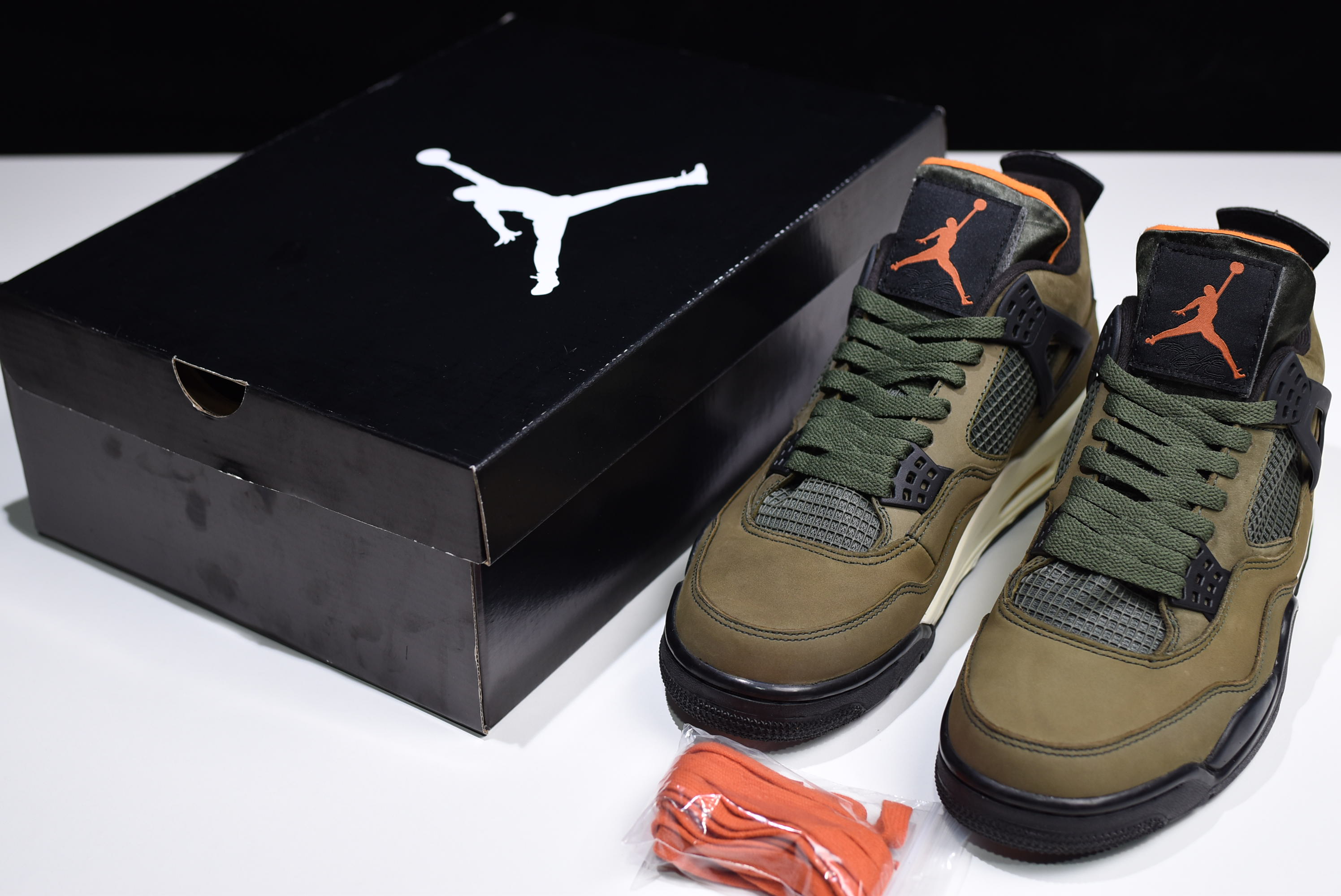 air jordan 4 retro undefeated olive green black orange