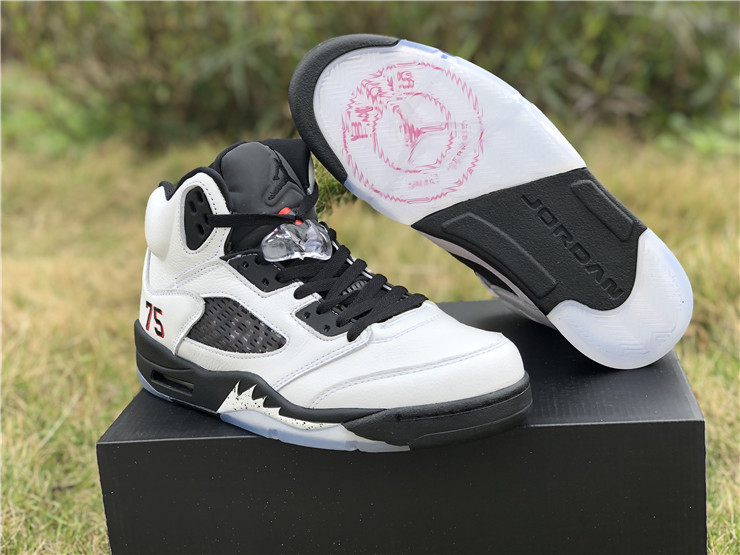 New Air jordan 5 paris psg white black challenge red shoes