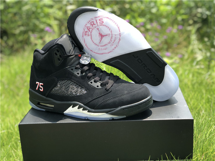 New Air jordan 5 retro psg black white challenge red shoes