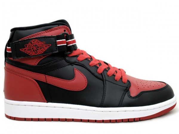 Claasic Air Jordan 1 High Strap Lack Varsity Red White Shoes - Click Image to Close