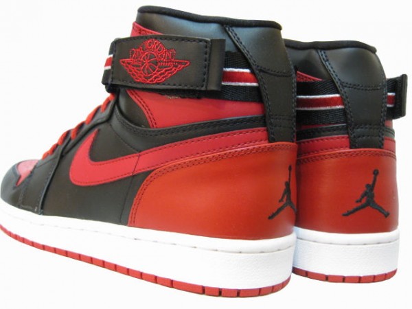Claasic Air Jordan 1 High Strap Lack Varsity Red White Shoes - Click Image to Close