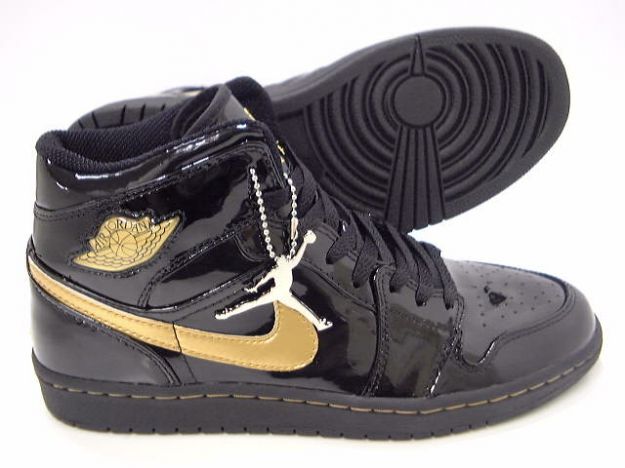 Authentic Air Jordan 1 Retro Black Metallic Gold Shoes