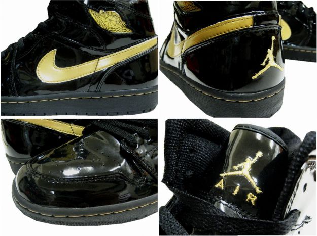 Authentic Air Jordan 1 Retro Black Metallic Gold Shoes - Click Image to Close