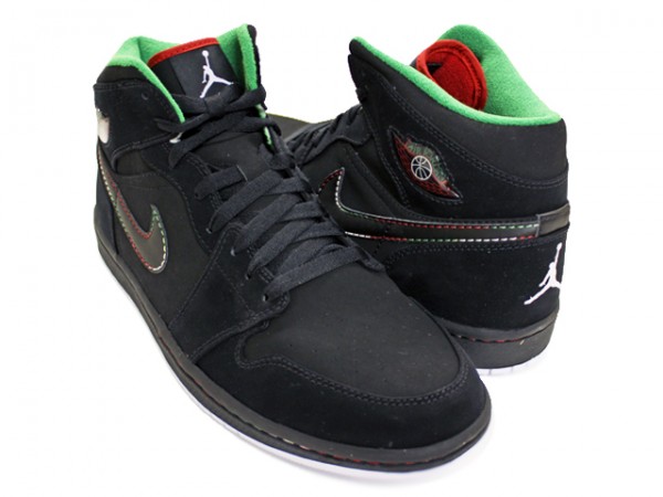 Authentic Air Jordan 1 Retro Black White Classic Green Varsity Red Shoes