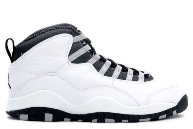 classic air jordan 10 original steels white black light steel grey shoes - Click Image to Close