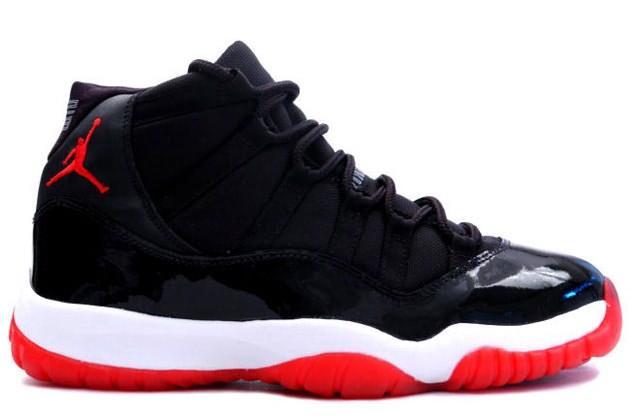 classic air jordan 11 retro black varsity red white shoes