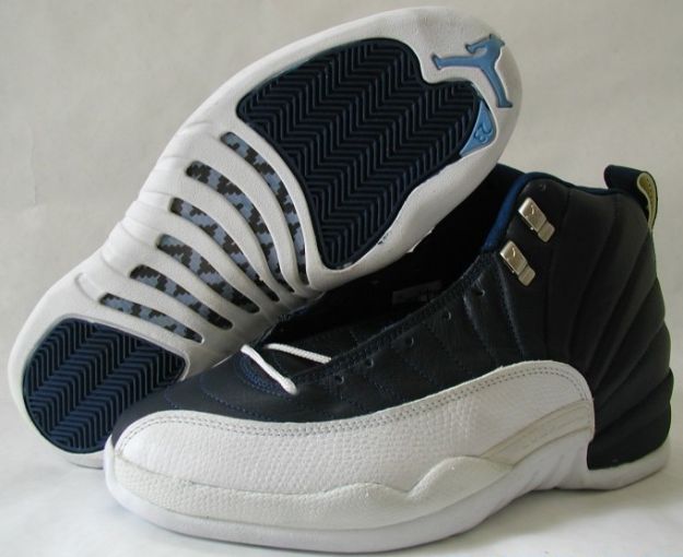 classic air jordan 12 original obsidian obsidian white french blue shoes