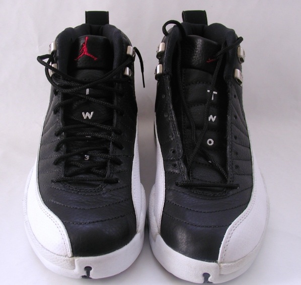 classic air jordan 12 original playoffs black varsity red white metallic silver shoes - Click Image to Close