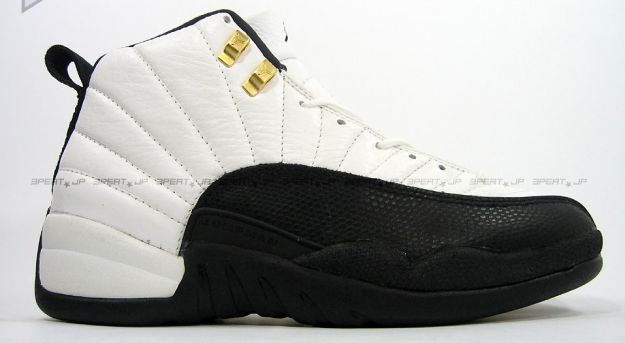 classic air jordan 12 original taxi white black gold shoes - Click Image to Close