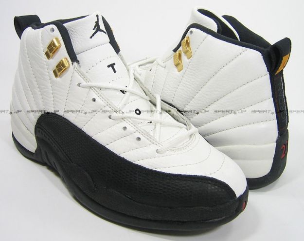 classic air jordan 12 original taxi white black gold shoes