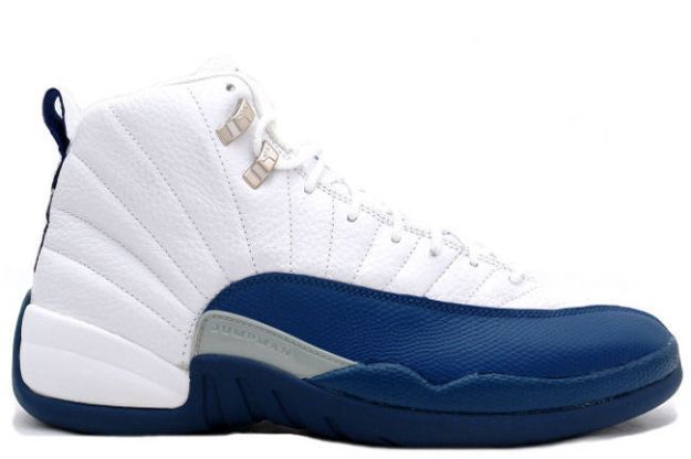 popular air jordan 12 retro white french blue metallic silver shoes