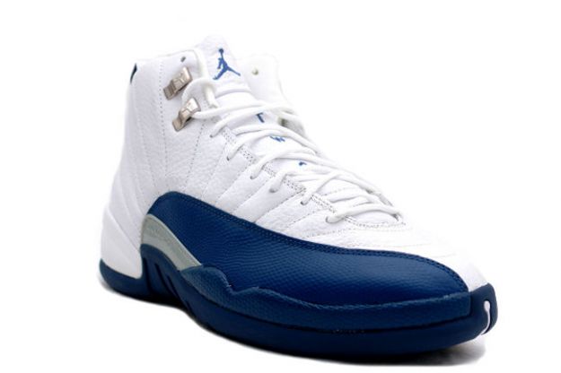 popular air jordan 12 retro white french blue metallic silver shoes