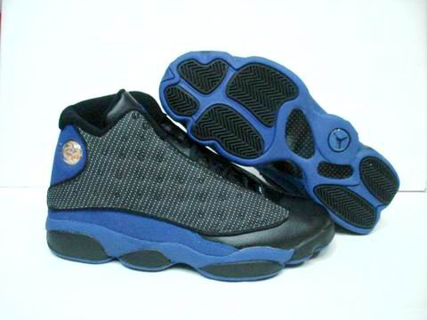 authentic air jordan 13 retro black blue shoes